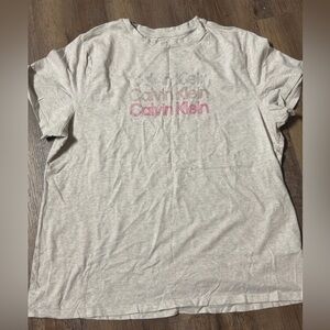 Calvin Klein Light Gray Crew Tee with Subtle Printed Logo